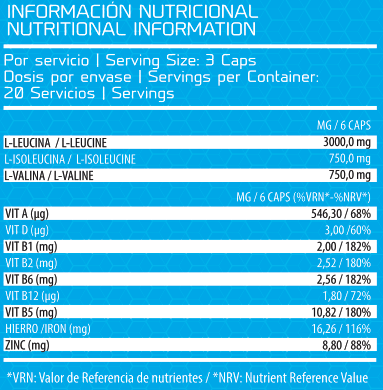 BCAA COMPLEX CELL INFORMACION NUTRICIONAL
